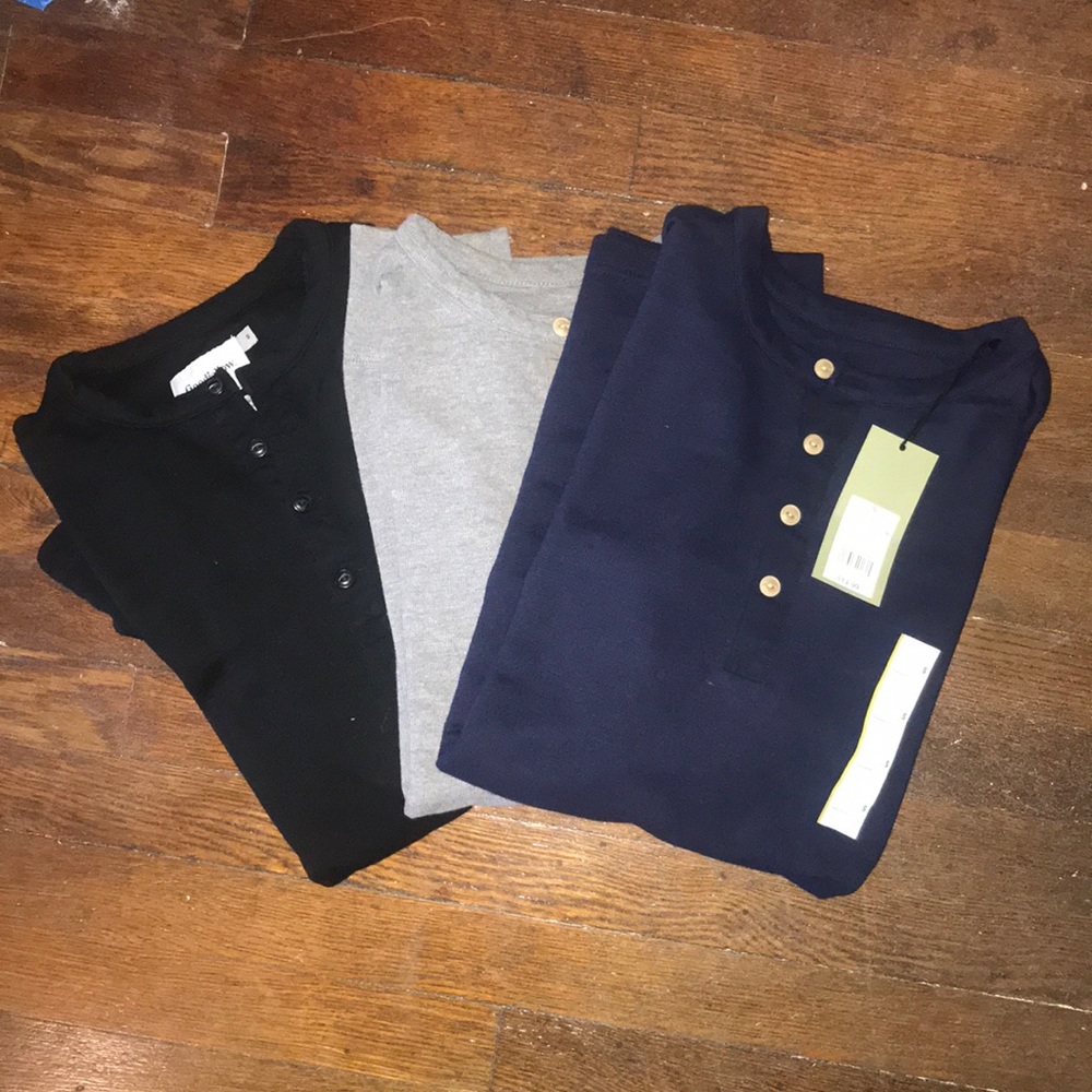 (3) S Goodfellow long sleeve thermal Henleys